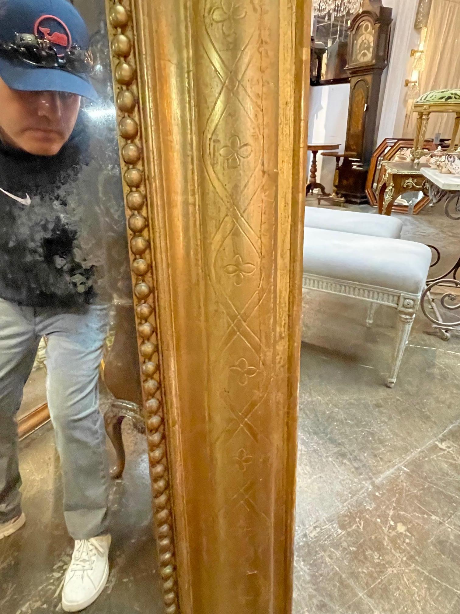19th Century French Gold Leaf Louis Philppe Mirror with X Pattern 2