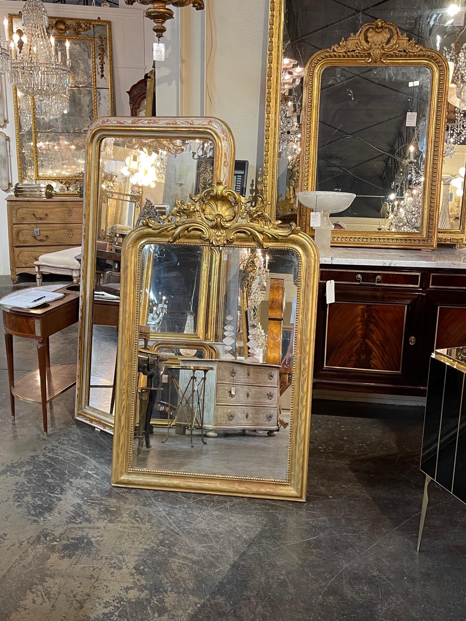 19th Century French Gold Louis Philippe Mirror with Crest 5