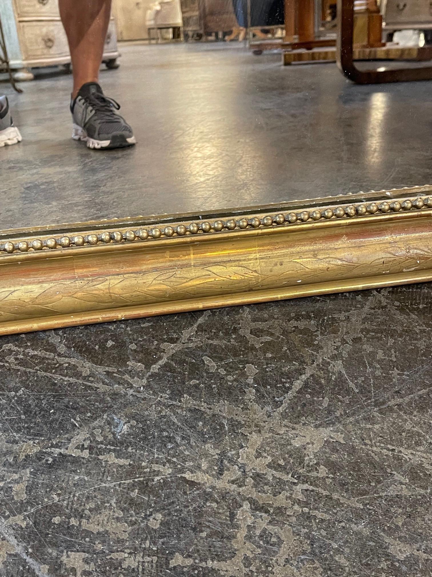 19th Century French Gold Louis Philippe Mirror with Crest 1