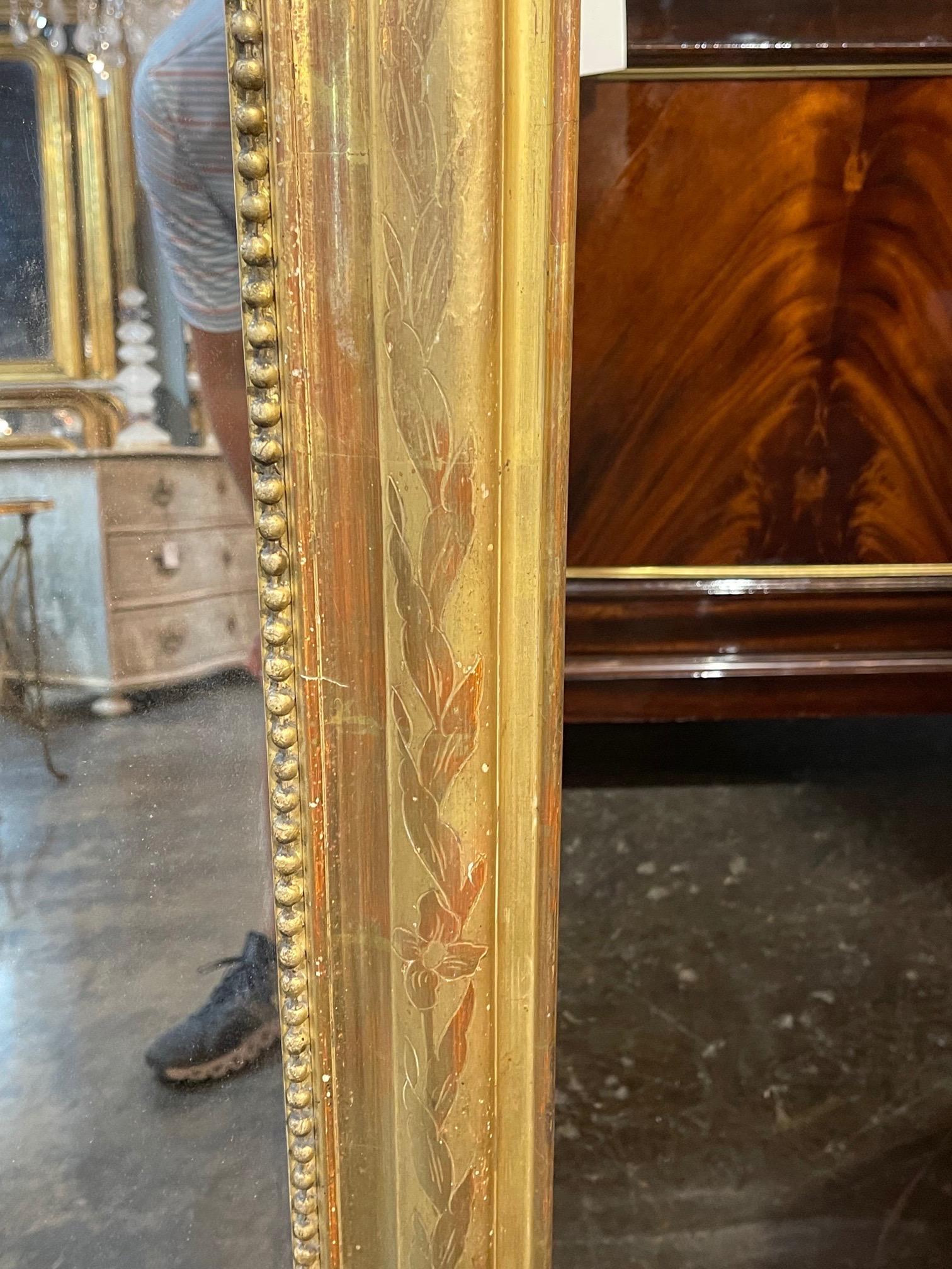 19th Century French Gold Louis Philippe Mirror with Crest 3