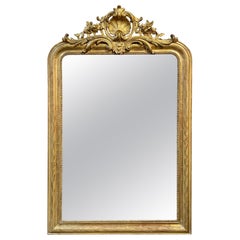 19th Century French Gold Louis Philippe Mirror with Crest