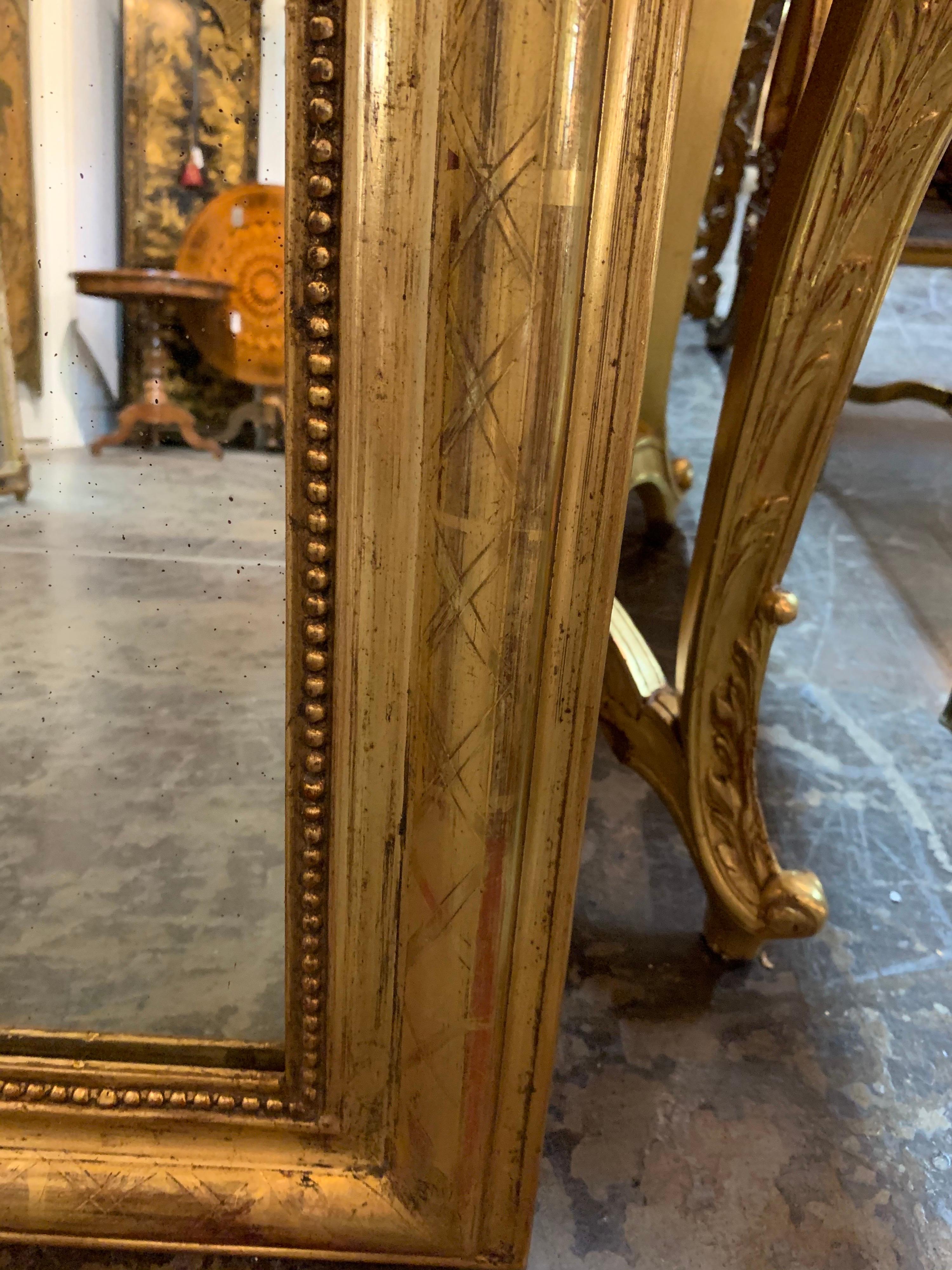 19th Century French Gold Louis Philippe Mirror with X-Pattern In Good Condition In Dallas, TX