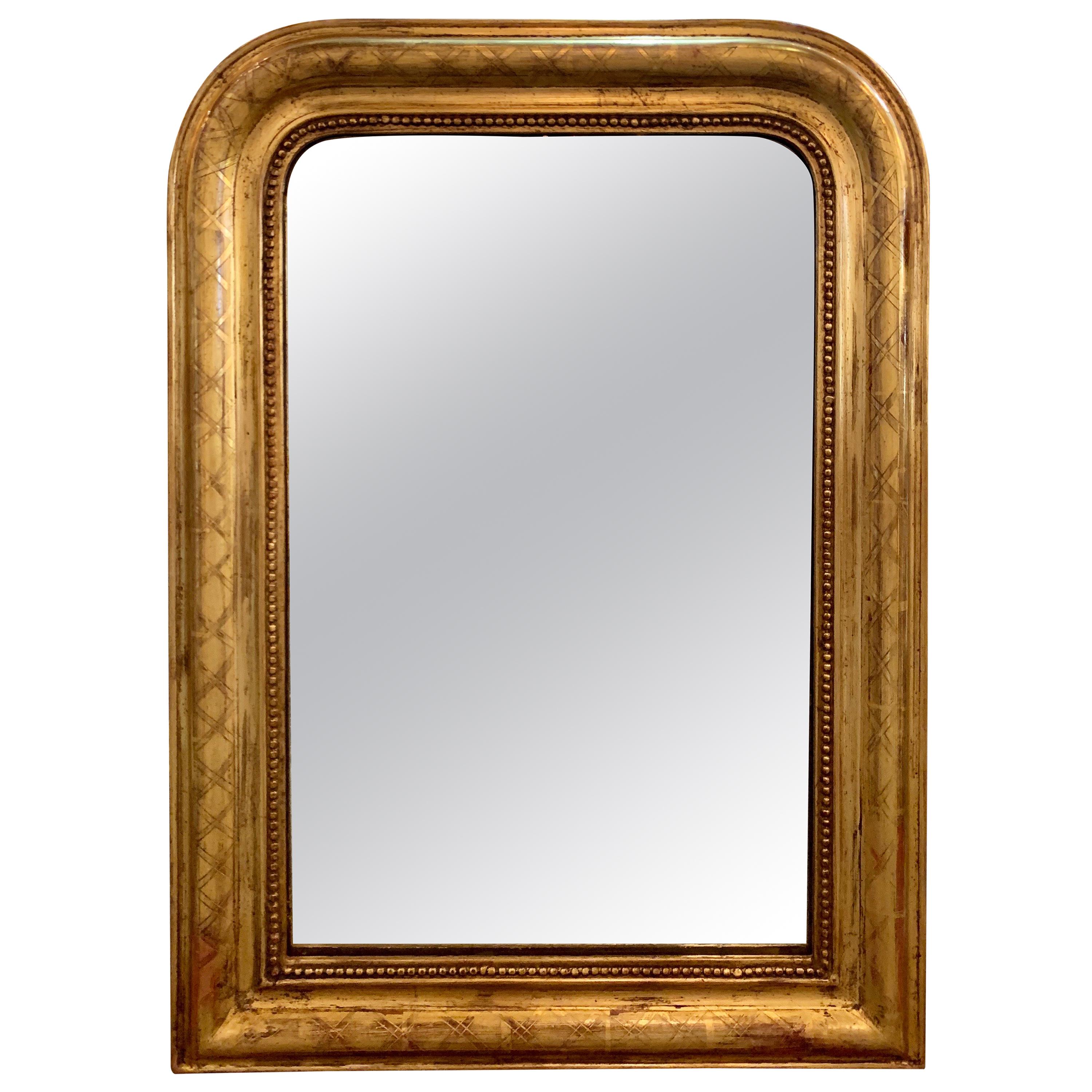 19th Century French Gold Louis Philippe Mirror with X-Pattern