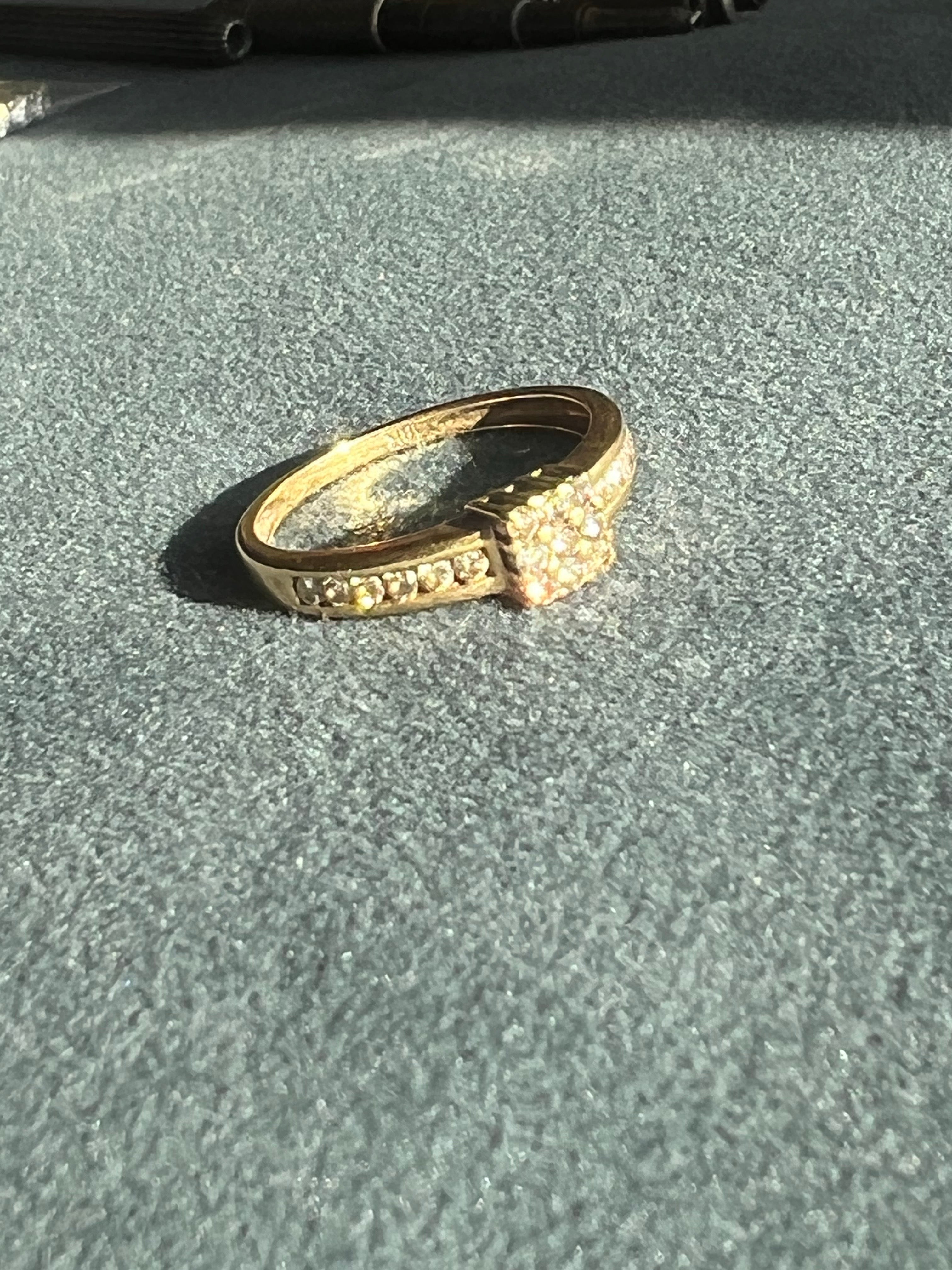 19th Century French Golden Ring with Square Crown and Diamonds In Good Condition For Sale In Sofia, BG
