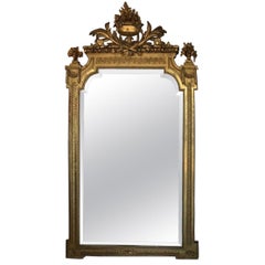 19th Century French Golden Wood and Stucco Mirror, 1880s