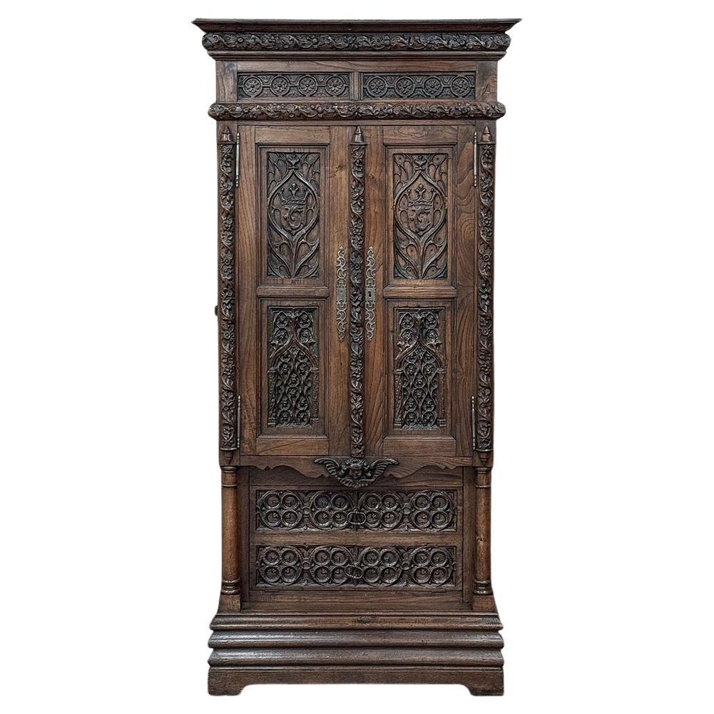 19th Century French Gothic Bonnetiere ~ Wardrobe ~ Cabinet