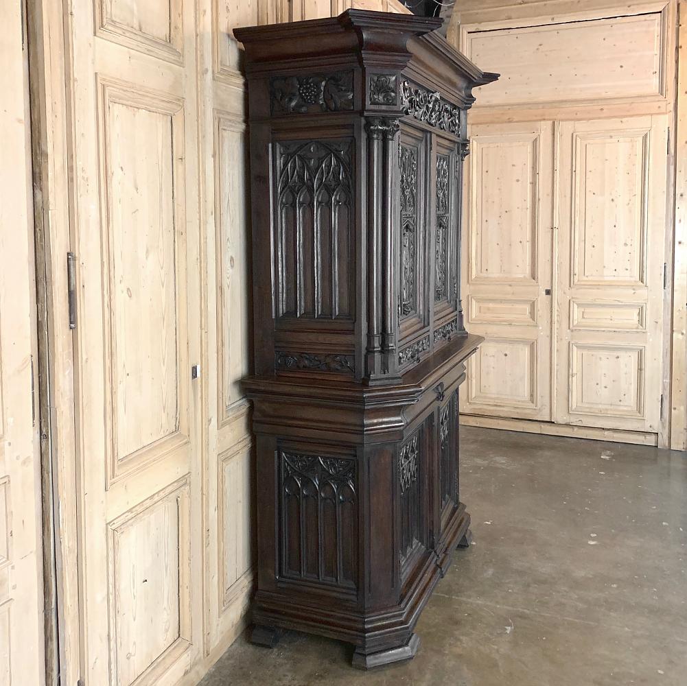 Gothic Revival 19th Century French Gothic Buffet a Deux Corps, Cabinet