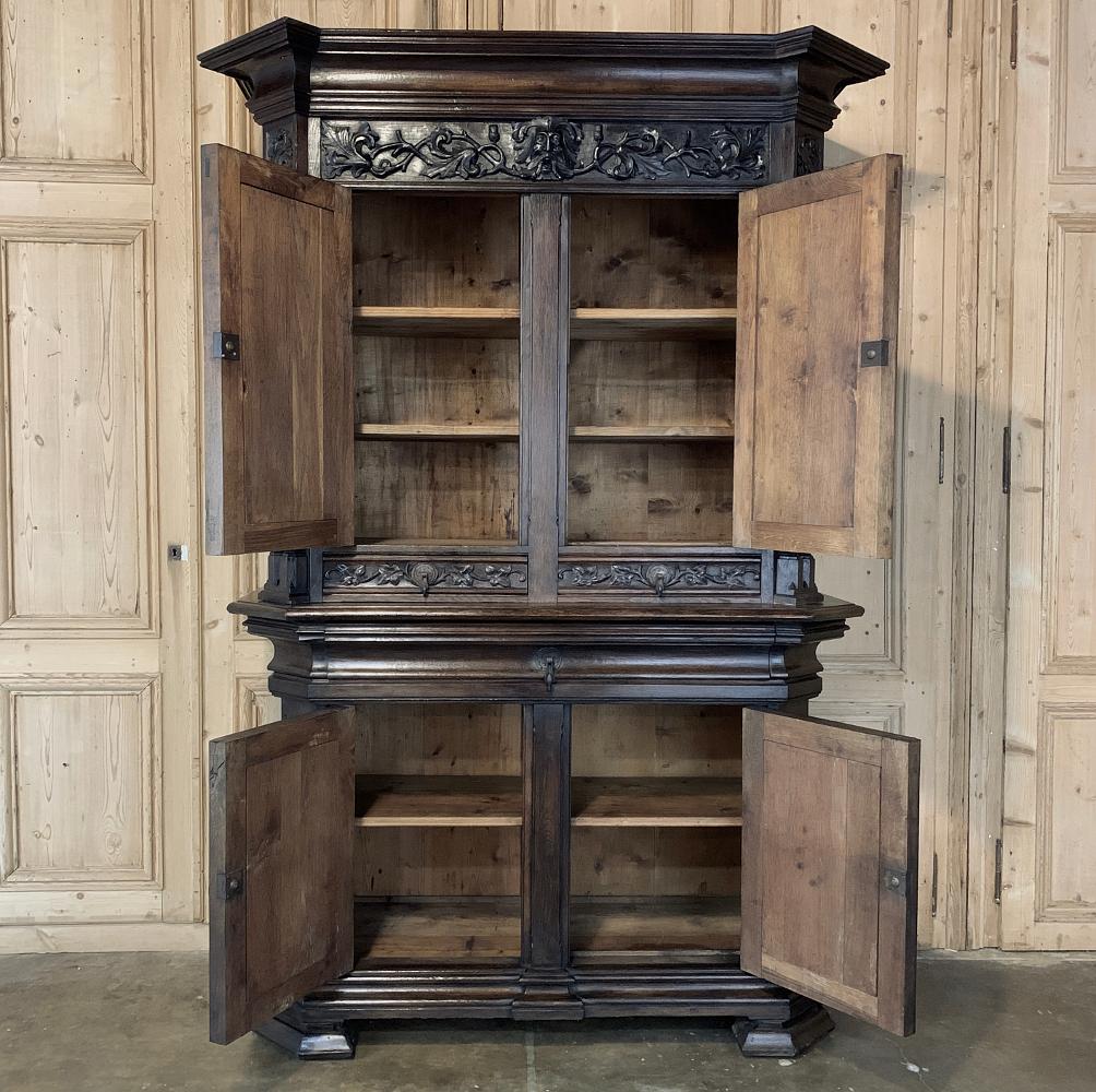 Hand-Carved 19th Century French Gothic Buffet a Deux Corps, Cabinet