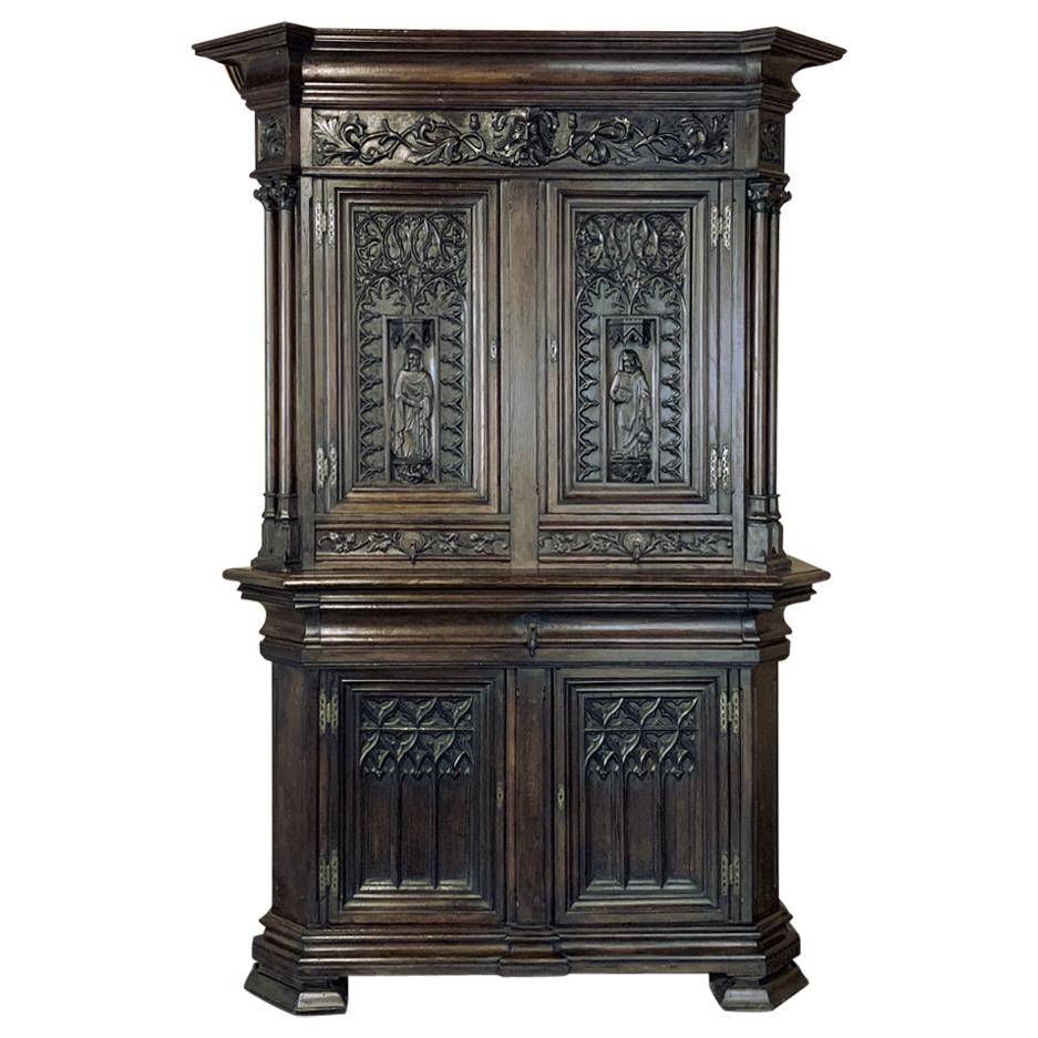 19th Century French Gothic Buffet a Deux Corps, Cabinet