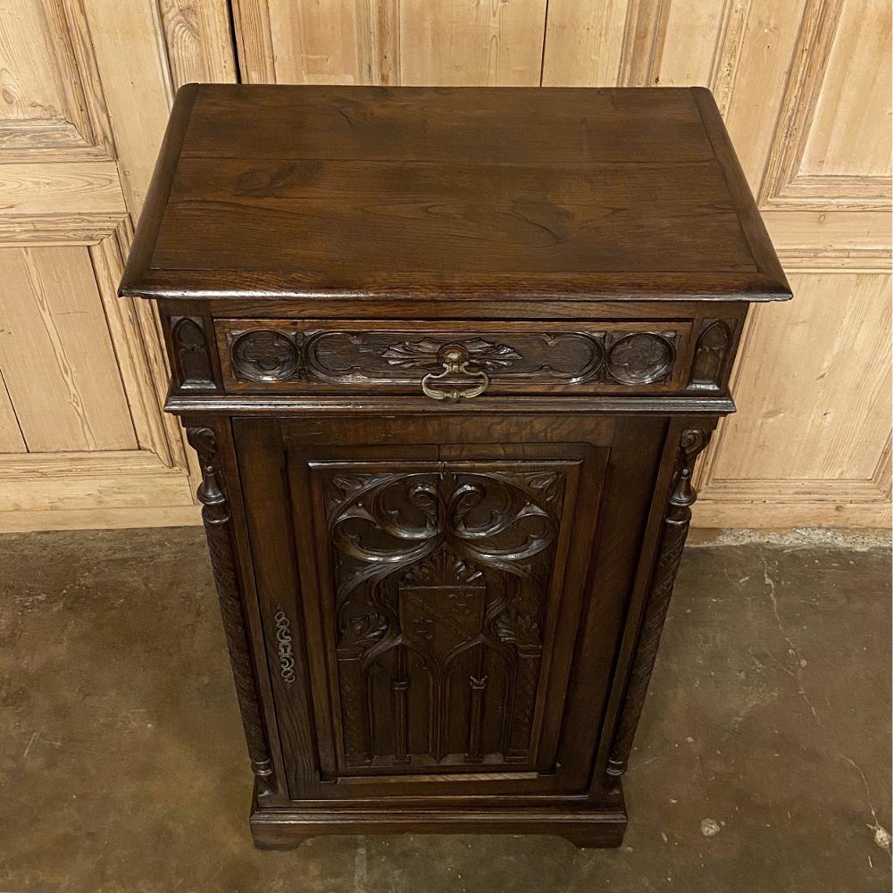 Gothic Revival 19th Century French Gothic Cabinet, Bonnetiere For Sale