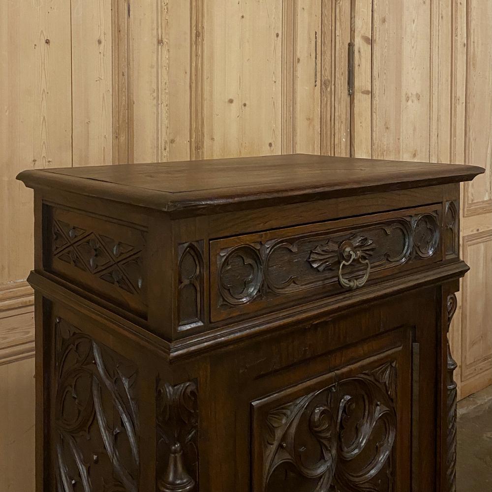 Oak 19th Century French Gothic Cabinet, Bonnetiere For Sale