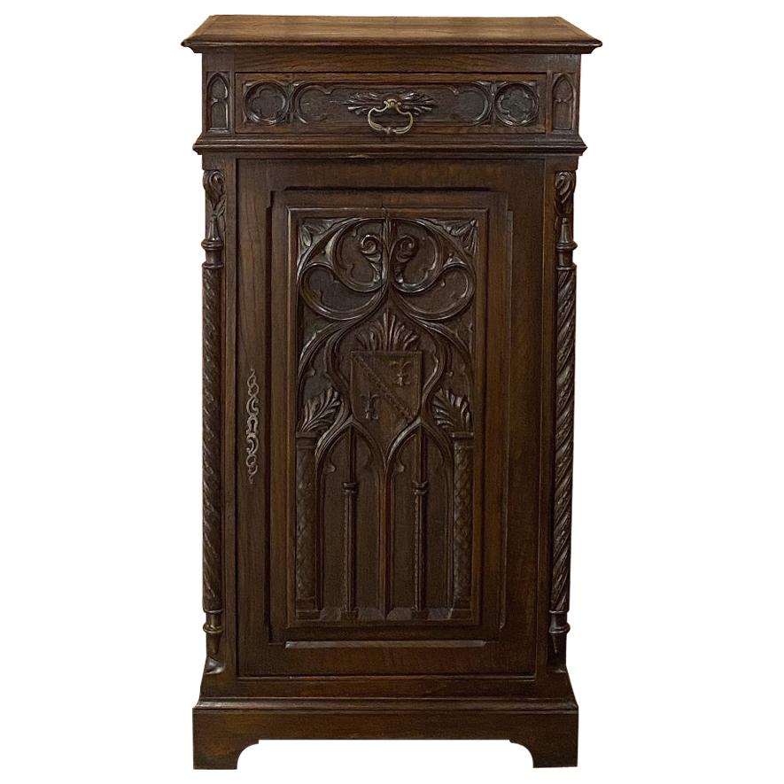 19th Century French Gothic Cabinet, Bonnetiere For Sale