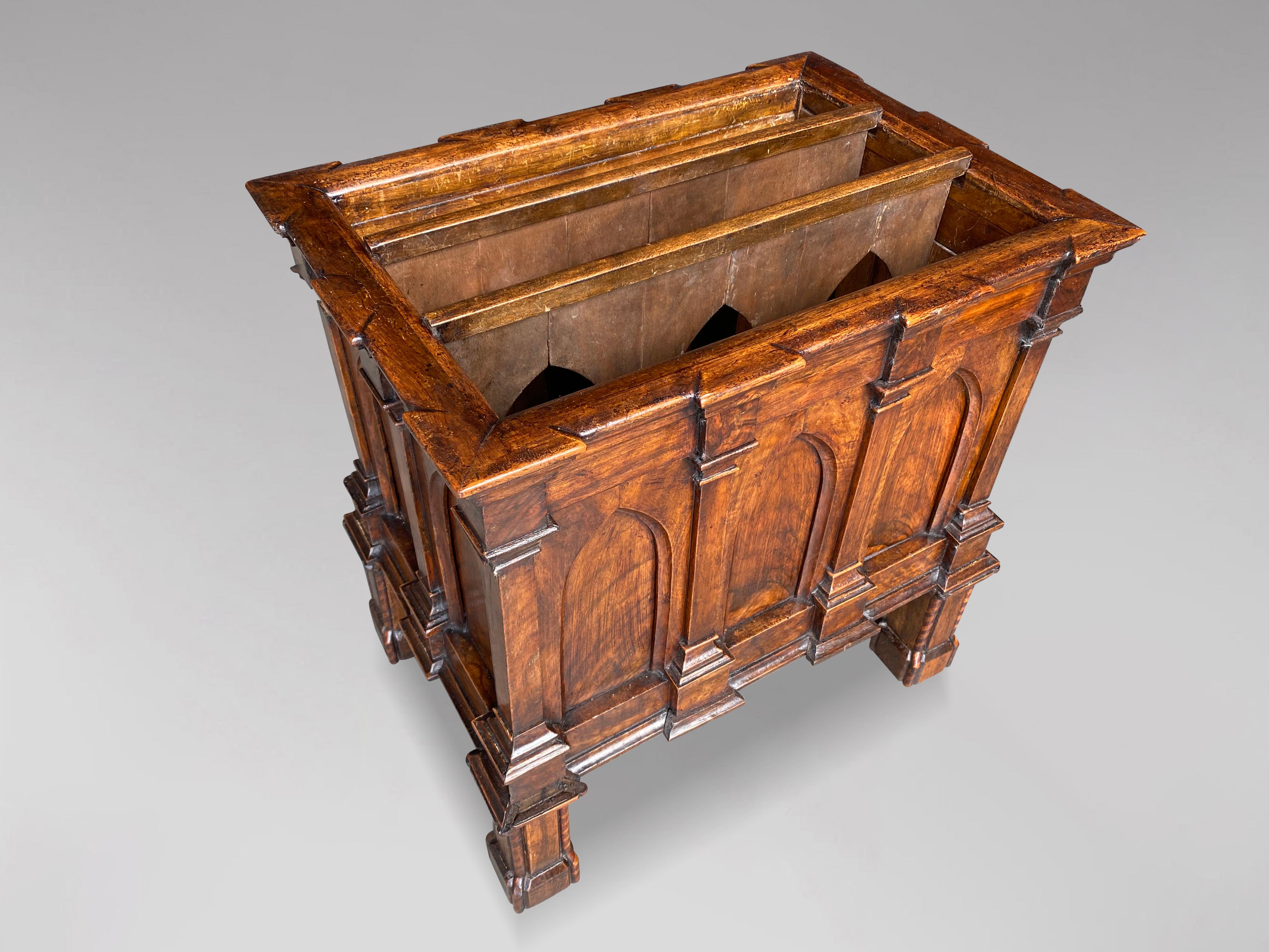 Hand-Crafted 19th Century French Gothic Canterbury in Walnut For Sale