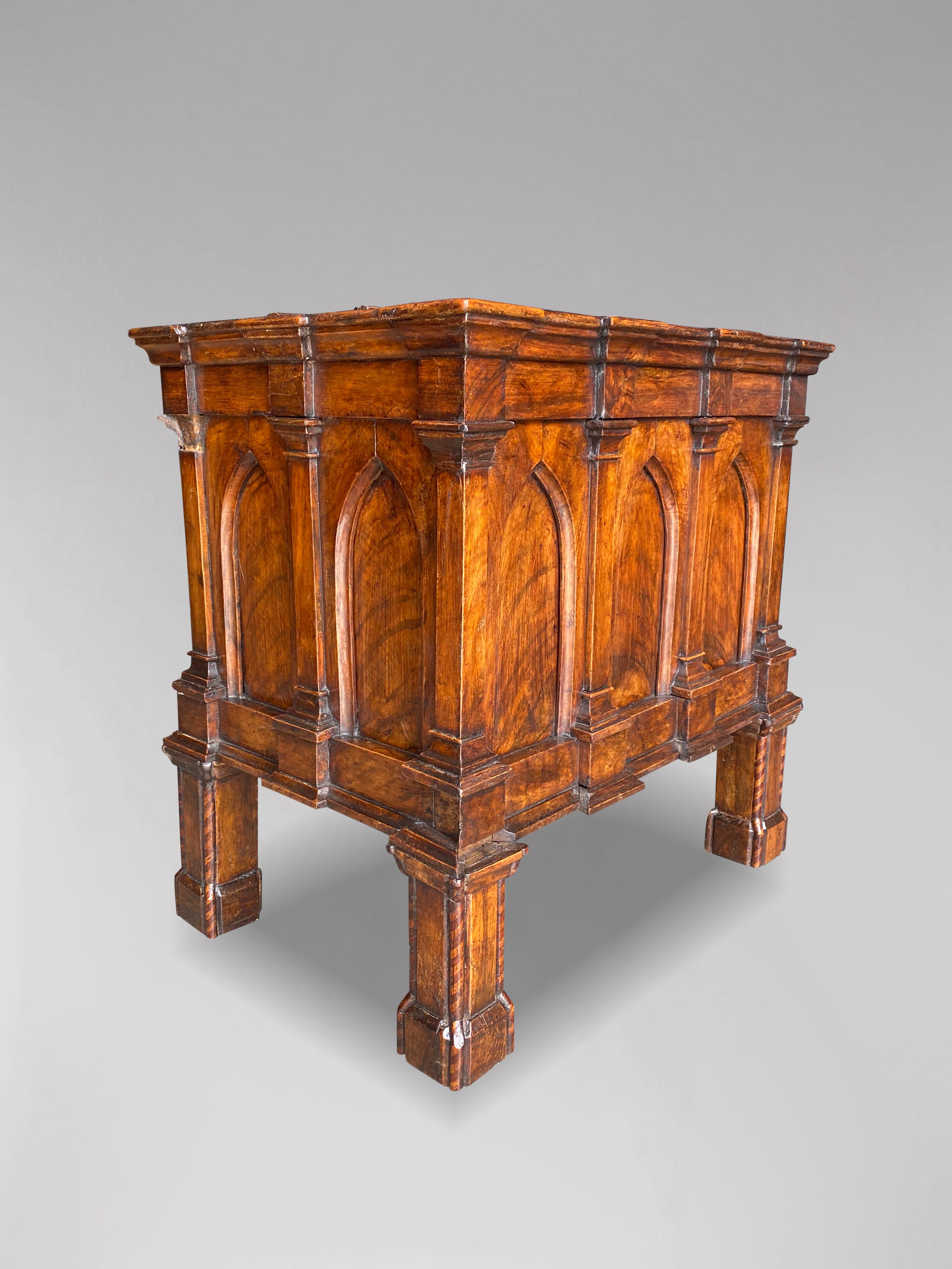 19th Century French Gothic Canterbury in Walnut In Good Condition For Sale In Petworth,West Sussex, GB