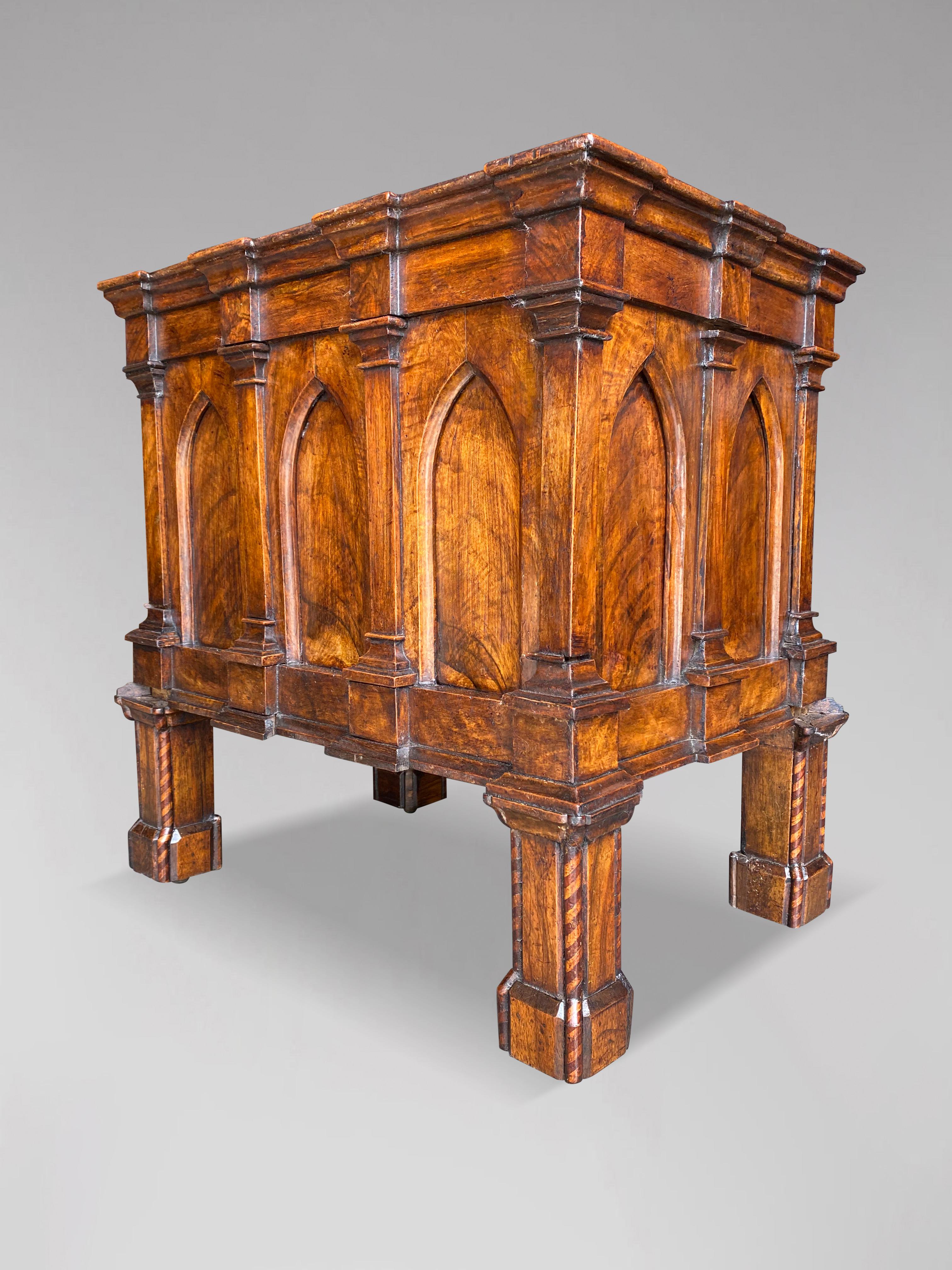 19th Century French Gothic Canterbury in Walnut For Sale 1