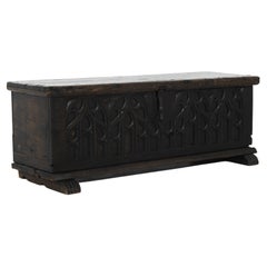 19th Century French Gothic Carved Oak Trunk