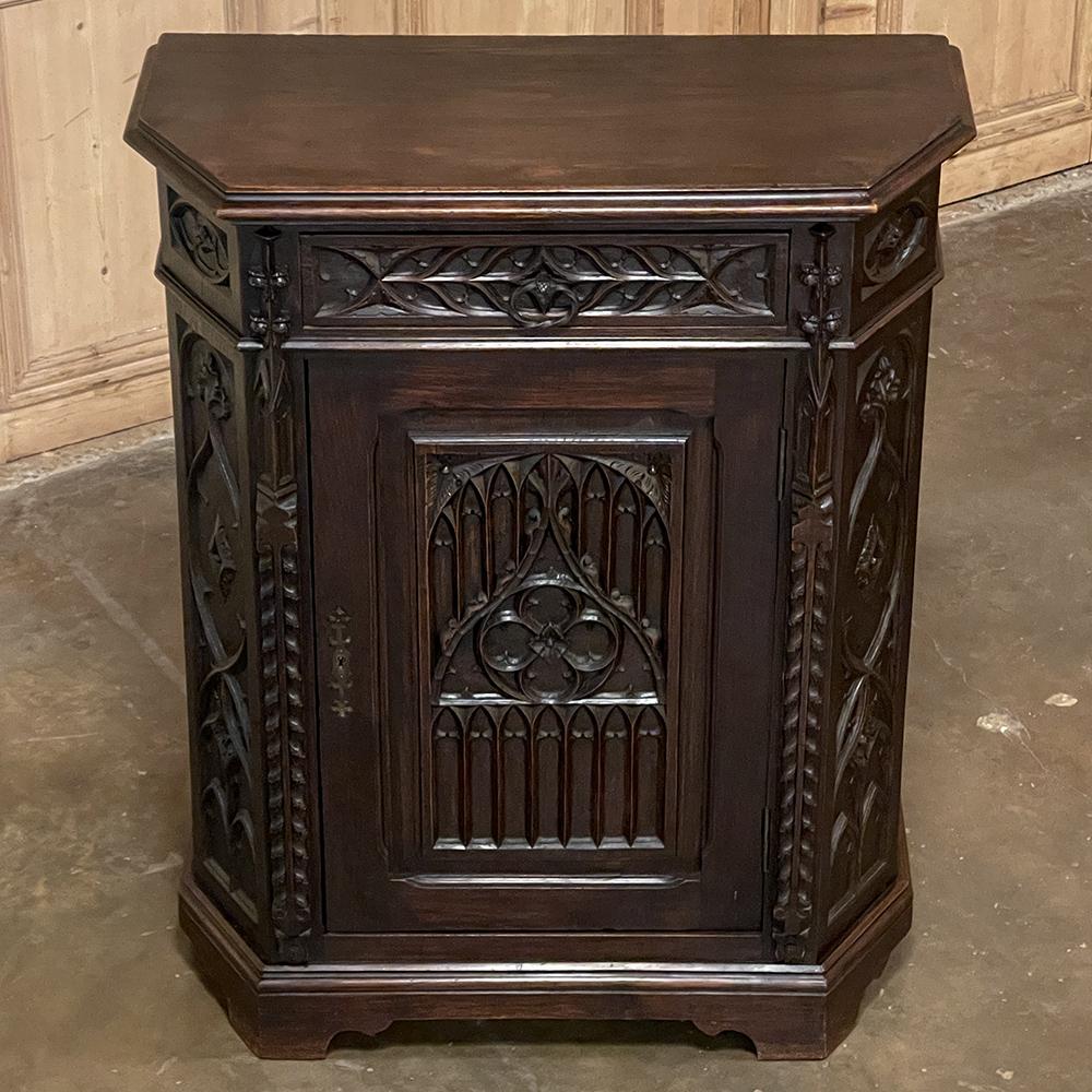 Oak 19th Century French Gothic Confiturier ~ Cabinet For Sale