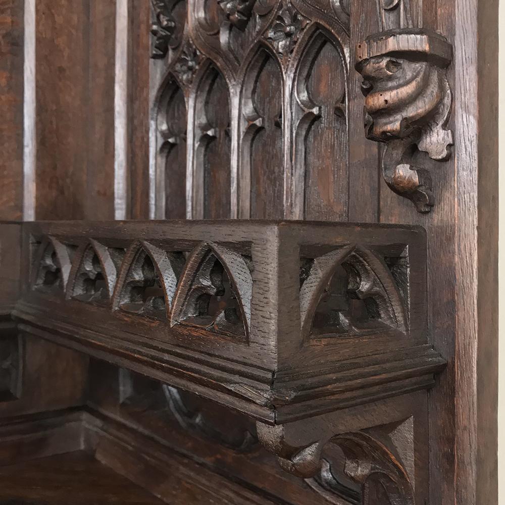 Hand-Carved 19th Century French Gothic Corner Cabinet