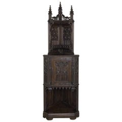 19th Century French Gothic Corner Cabinet