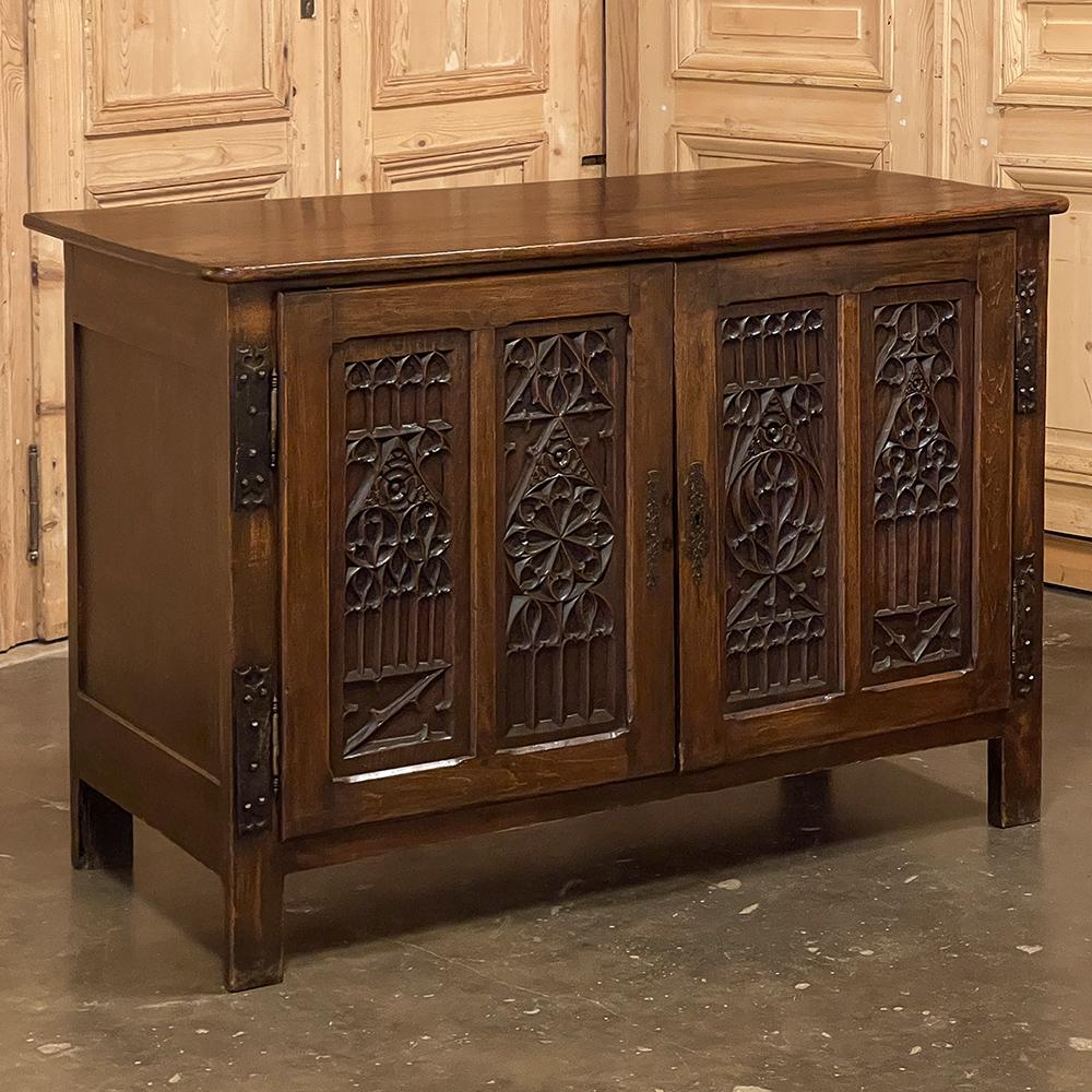 Gothic Revival 19th Century, French Gothic Credenza For Sale