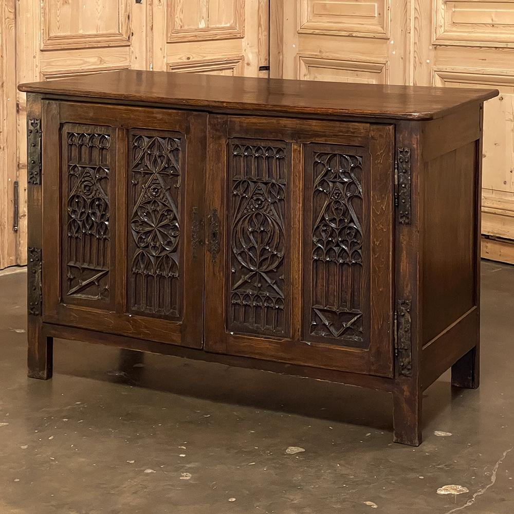 Hand-Carved 19th Century, French Gothic Credenza For Sale