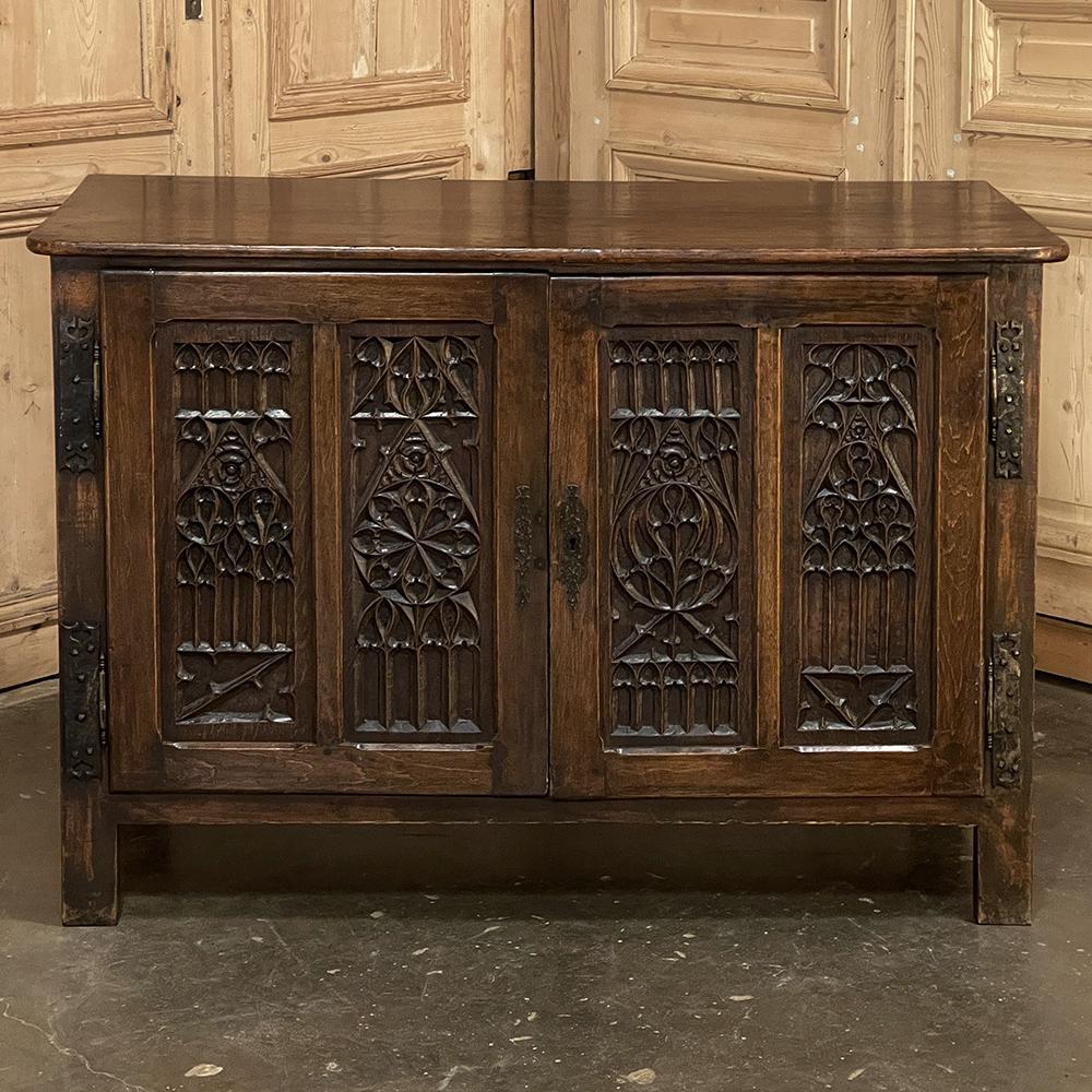 19th Century French Gothic Credenza In Good Condition For Sale In Dallas, TX