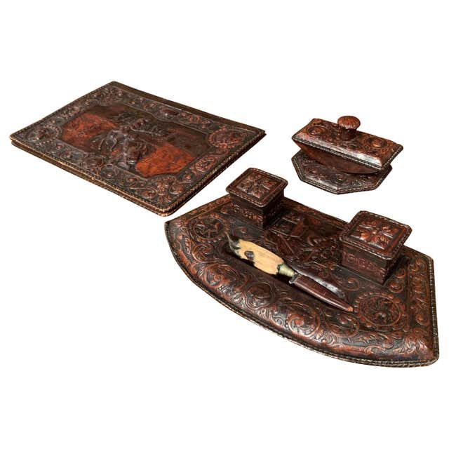 Desk Ink Set Victorian gilt inkstand desk set in the Gothic style For Sale at ...