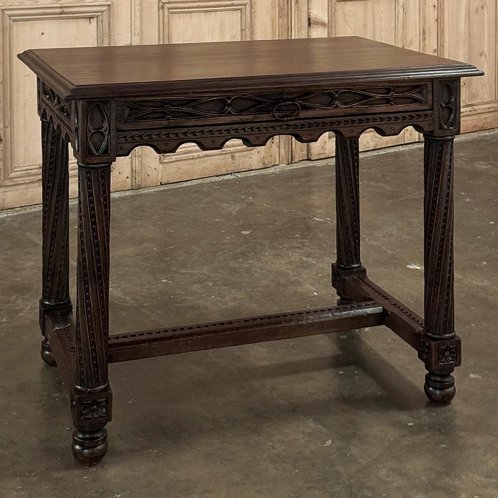 Hand-Carved 19th Century French Gothic End Table For Sale
