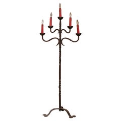 19th Century French Gothic Forged Iron Five-Light Floor Lamp