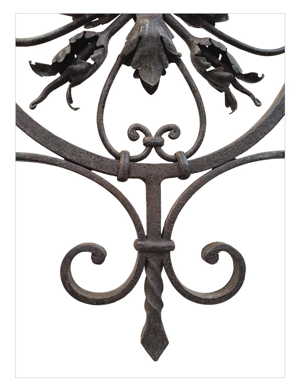 19th Century French Gothic Forged Iron Six Candles Chandelier For Sale 4
