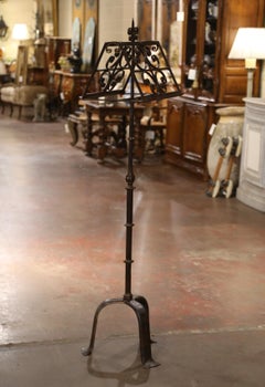 19th Century French Gothic Forged Iron Two-Side Music Stand with Fleur-de-Lys