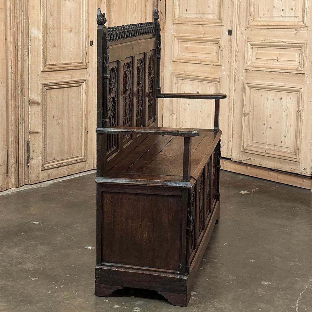 19th Century French Gothic Hall Bench 5
