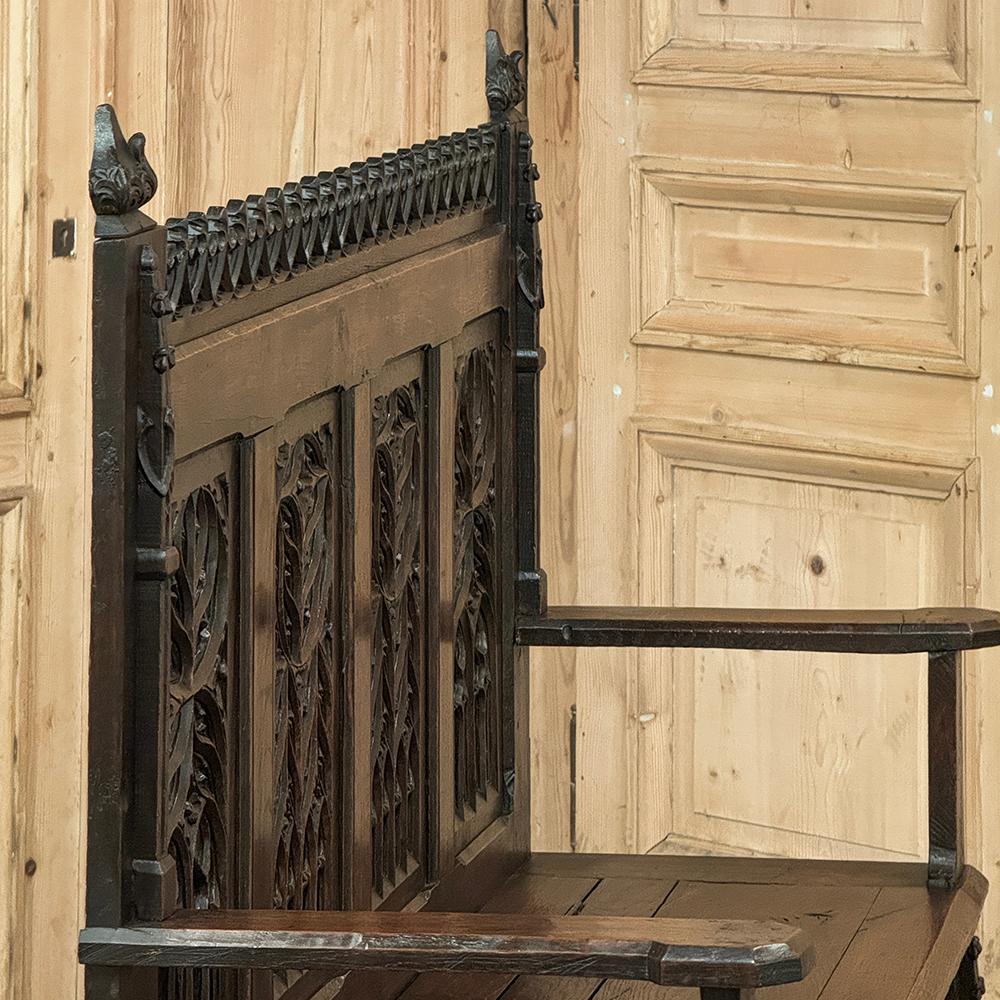 19th Century French Gothic Hall Bench 6