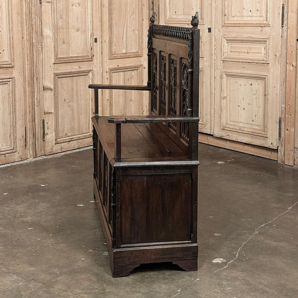19th Century French Gothic Hall Bench 8