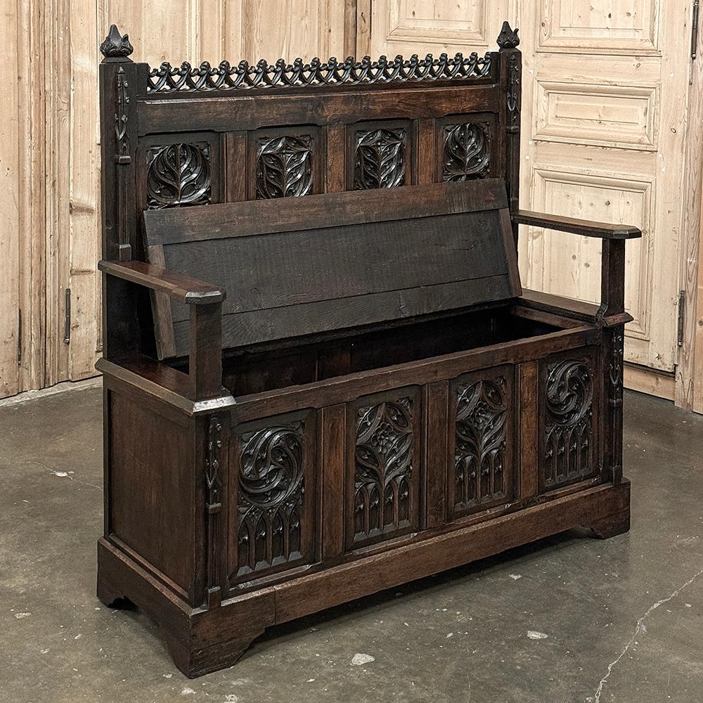 19th Century French Gothic Hall Bench 11