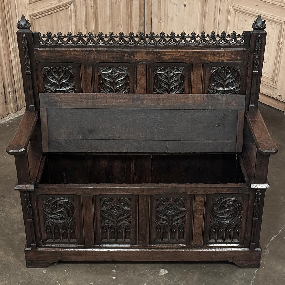 19th Century French Gothic Hall Bench 12