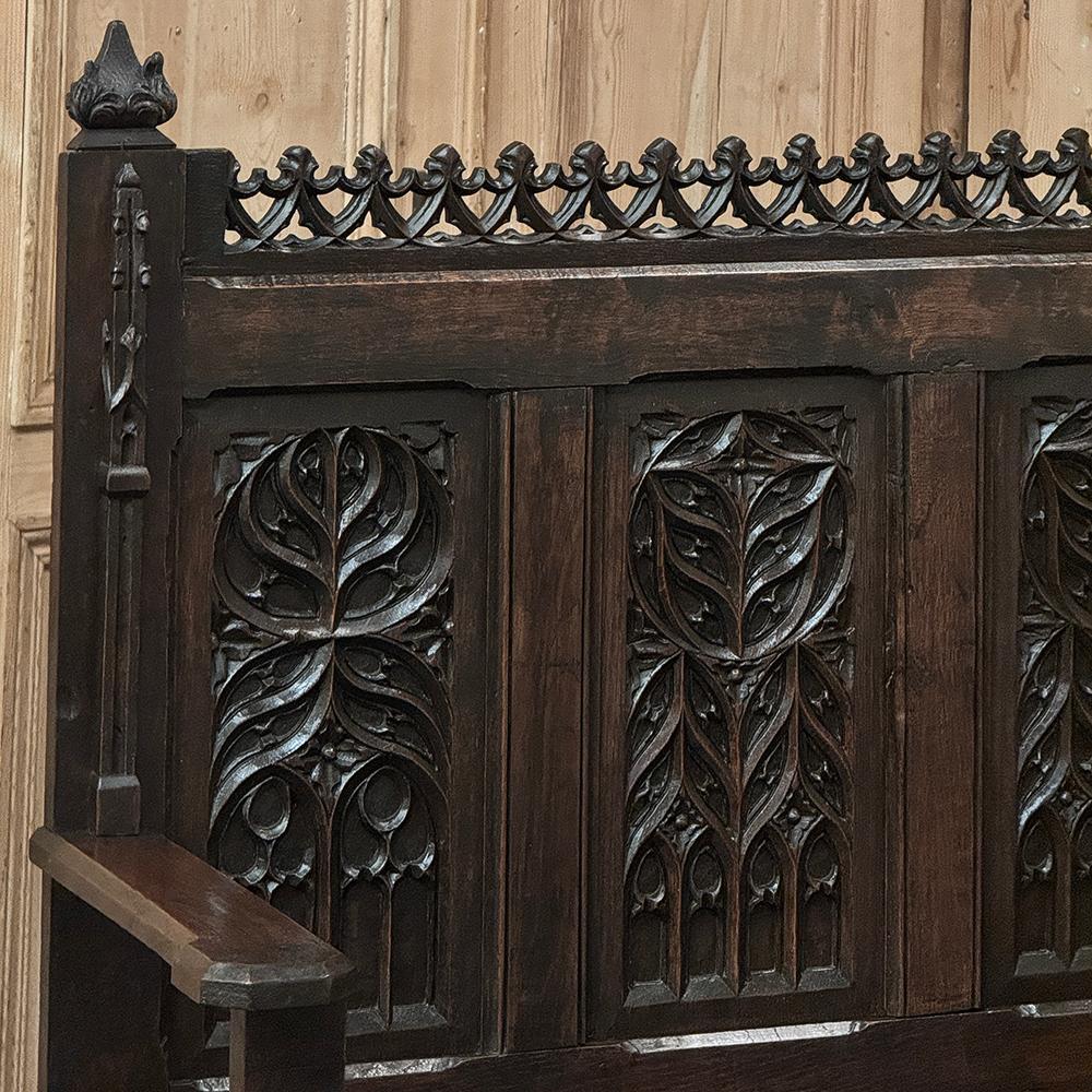 Late 19th Century 19th Century French Gothic Hall Bench