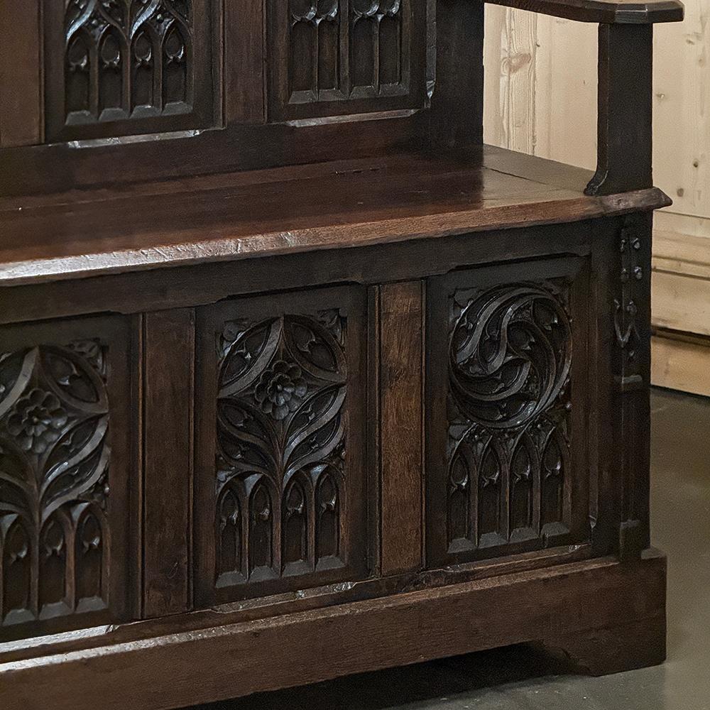 19th Century French Gothic Hall Bench 2