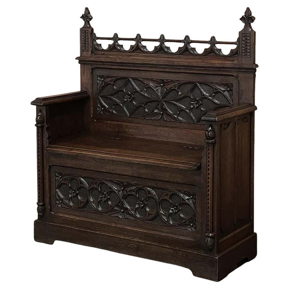Goth Bench Antique French Gothic Hall Bench at 1stDibs