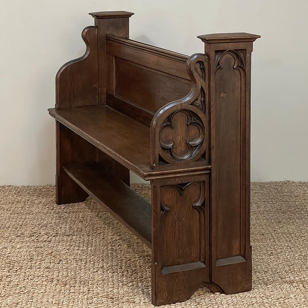 19th Century French Gothic Hall Bench ~ Pew 6