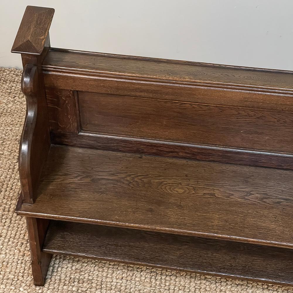 Hand-Crafted 19th Century French Gothic Hall Bench ~ Pew