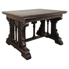 Antique 19th Century French Gothic Library Table