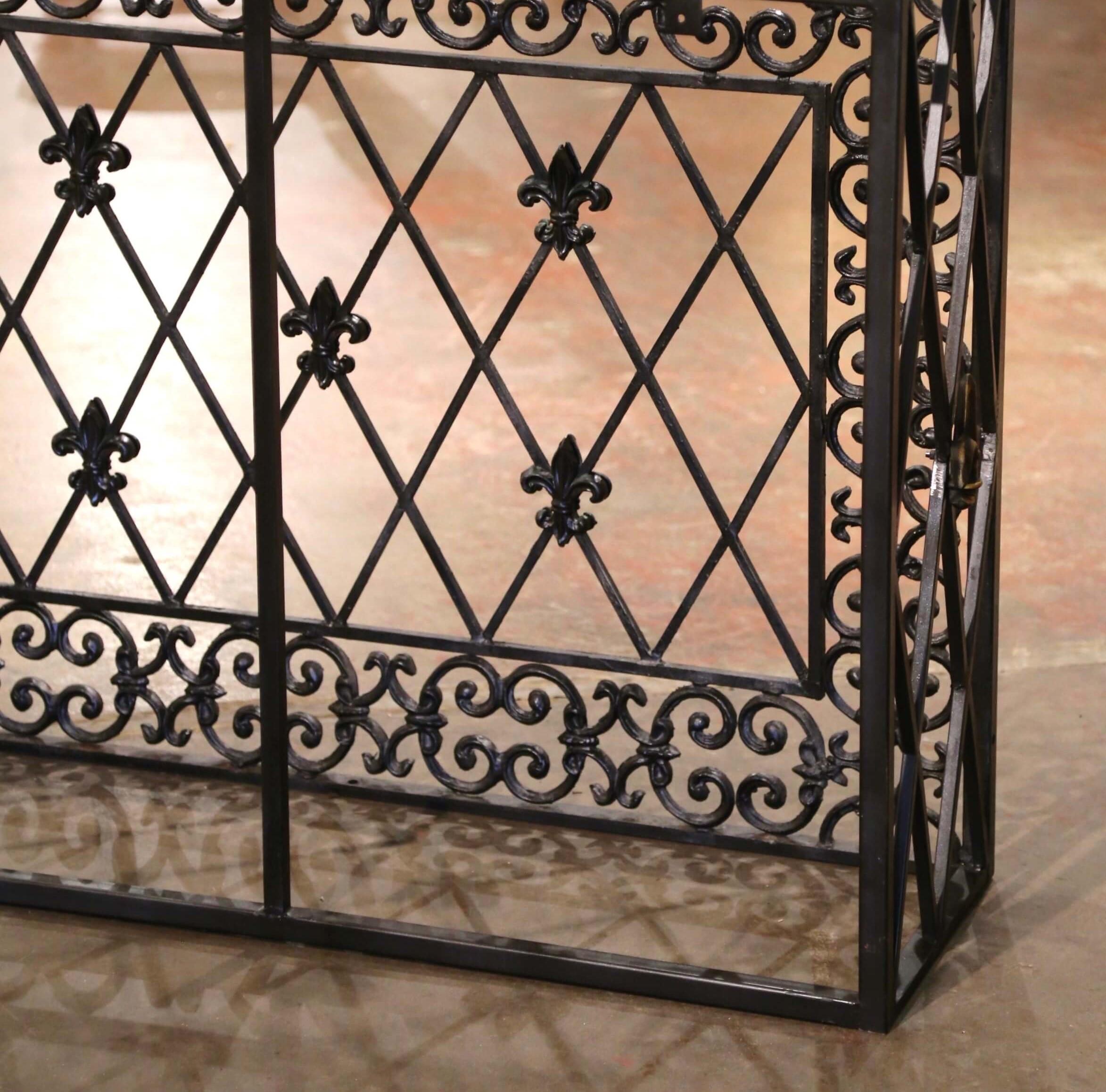 19th Century French Gothic Marble Top and Iron Console Table with Fleurs-de-Lys 8