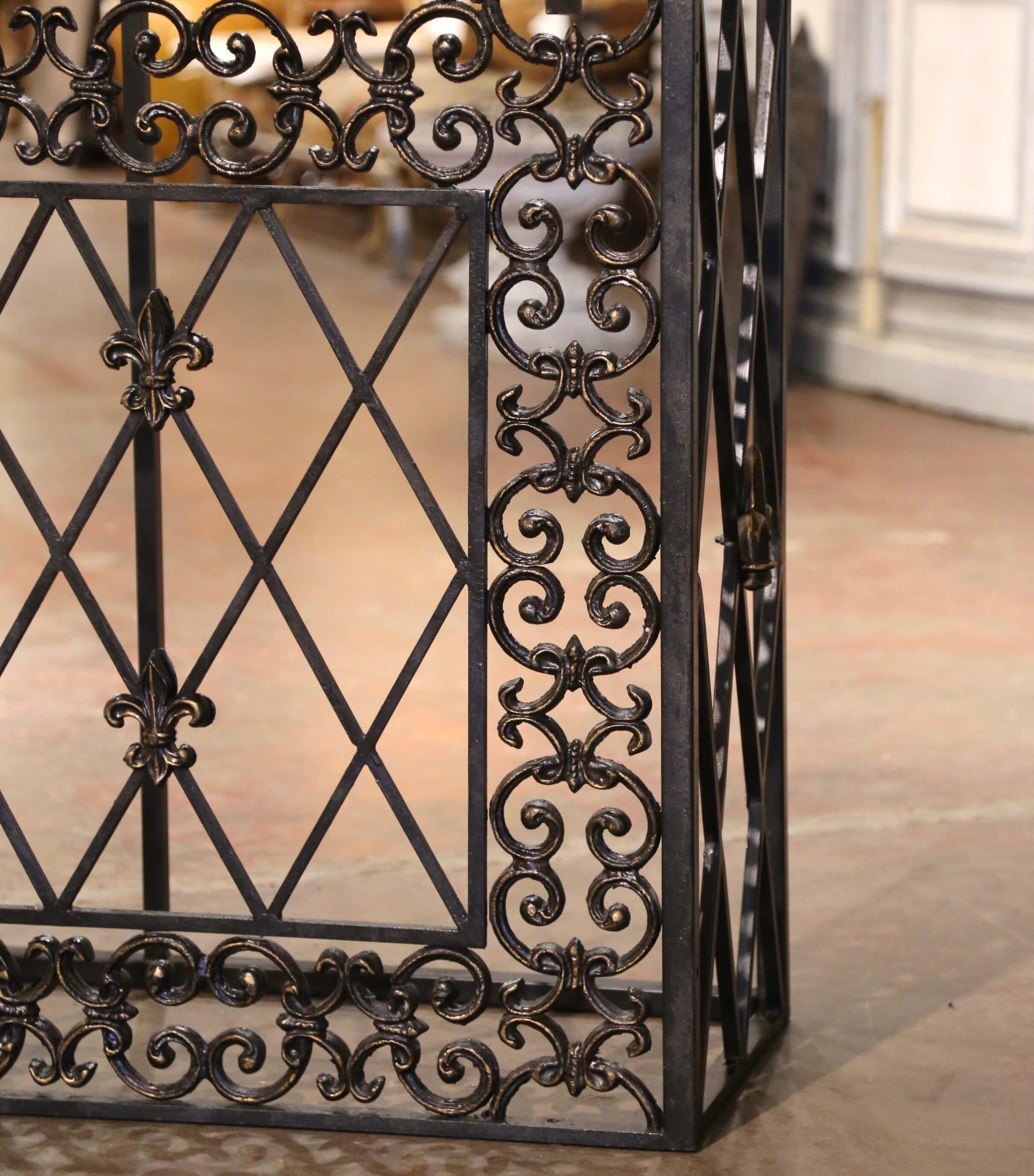 19th Century French Gothic Marble Top and Iron Console Table with Fleurs-de-Lys 2