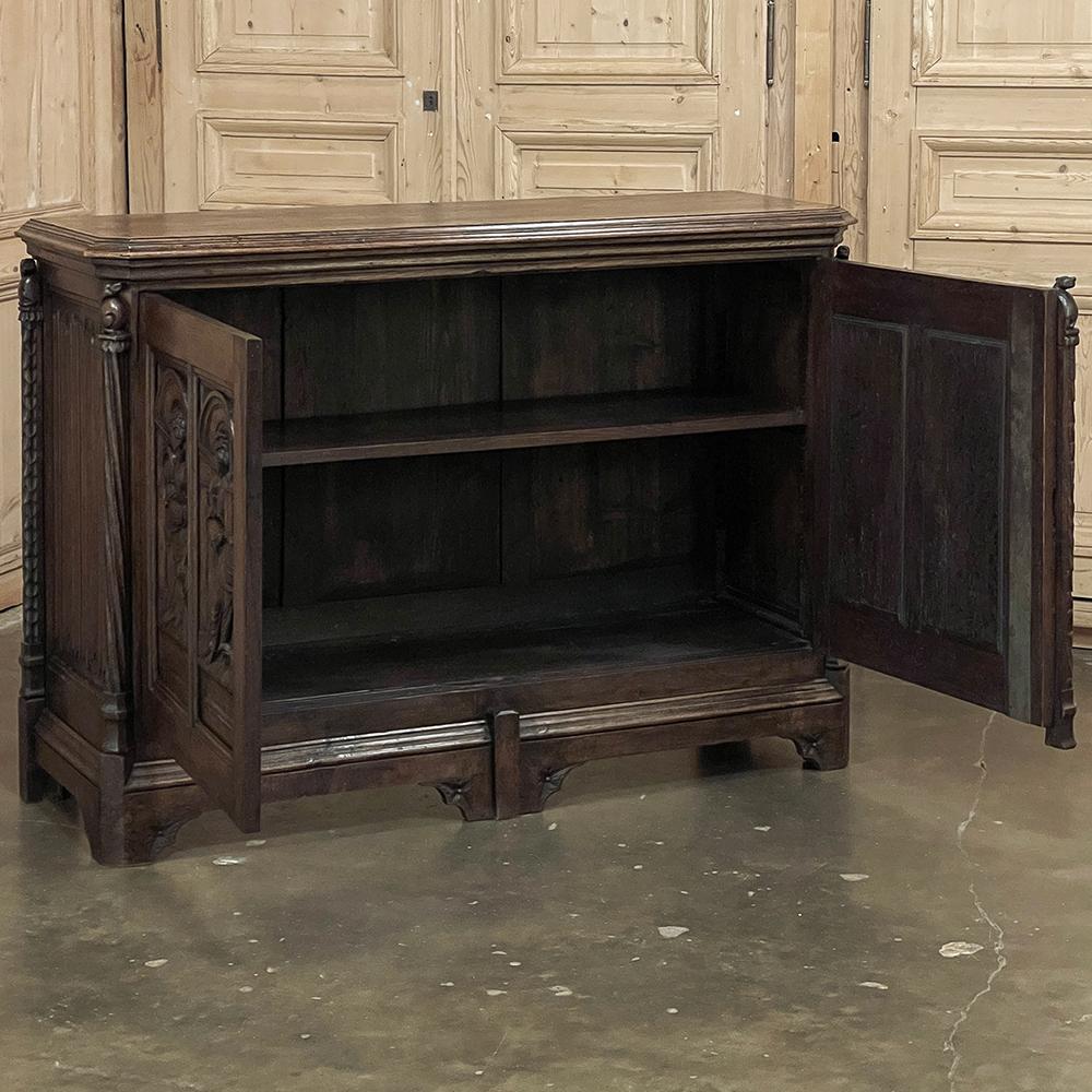 Gothic Revival 19th Century French Gothic Oak Buffet For Sale