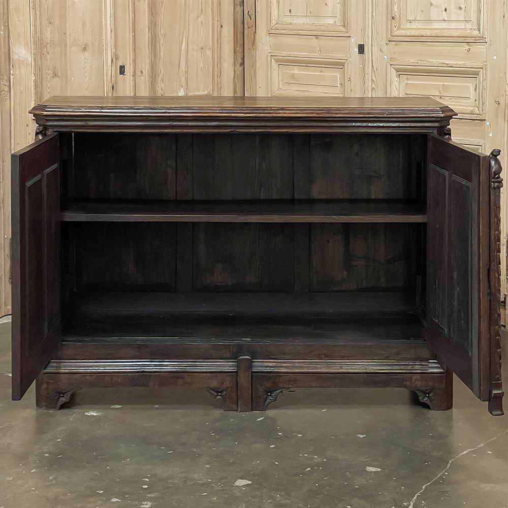 Hand-Carved 19th Century French Gothic Oak Buffet For Sale