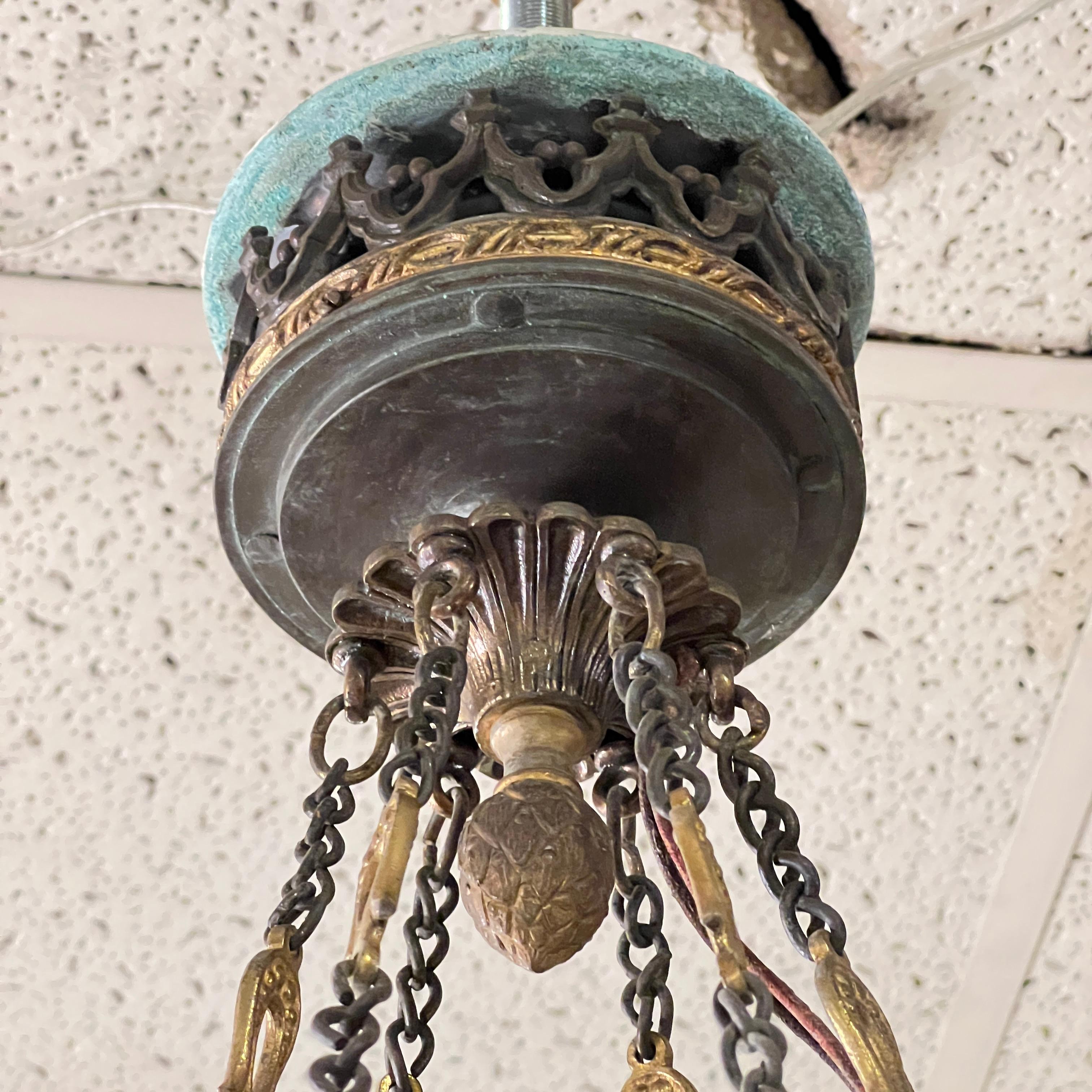 19th Century French Gothic Revival Bronze Chandelier with Monkeys 7