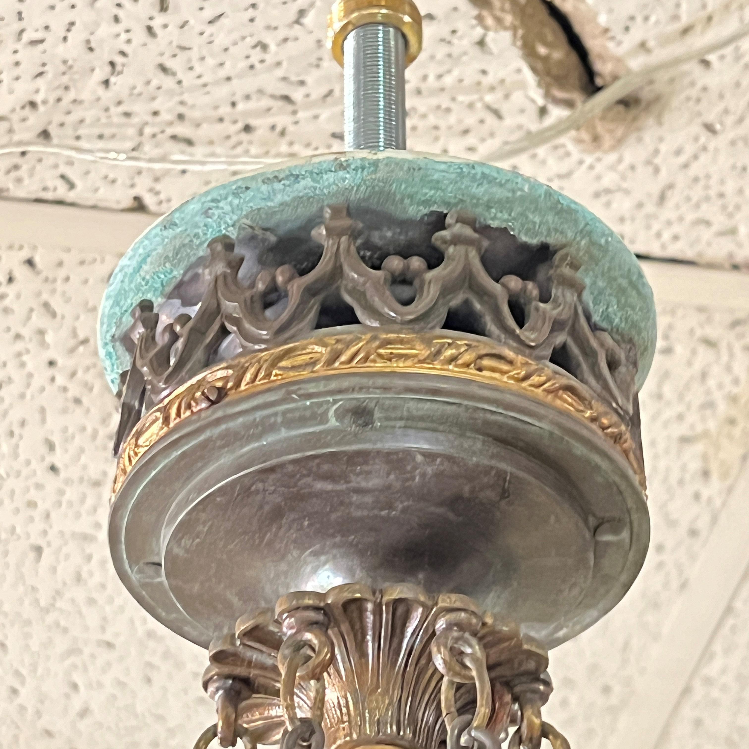 19th Century French Gothic Revival Bronze Chandelier with Monkeys 8
