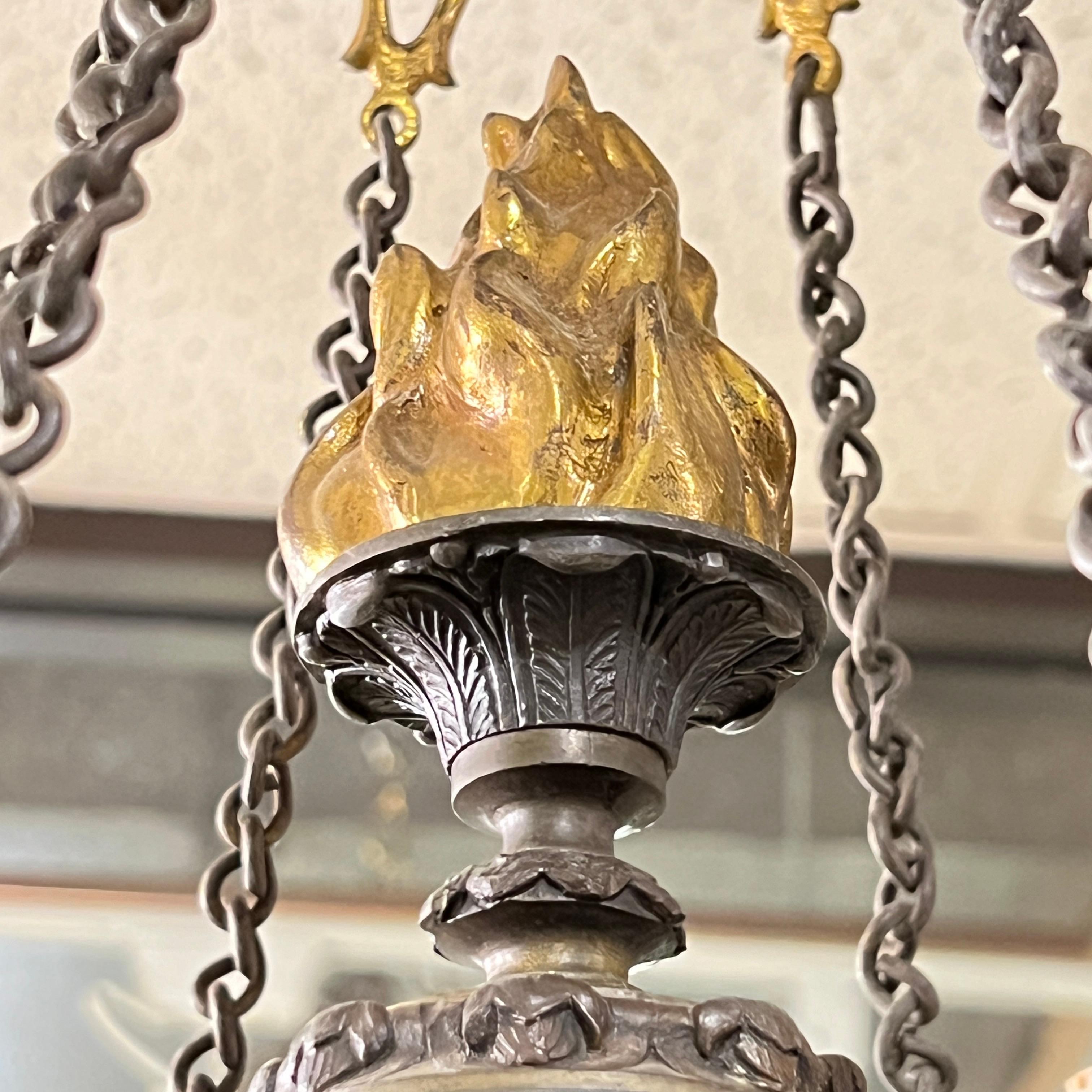 19th Century French Gothic Revival Bronze Chandelier with Monkeys 3