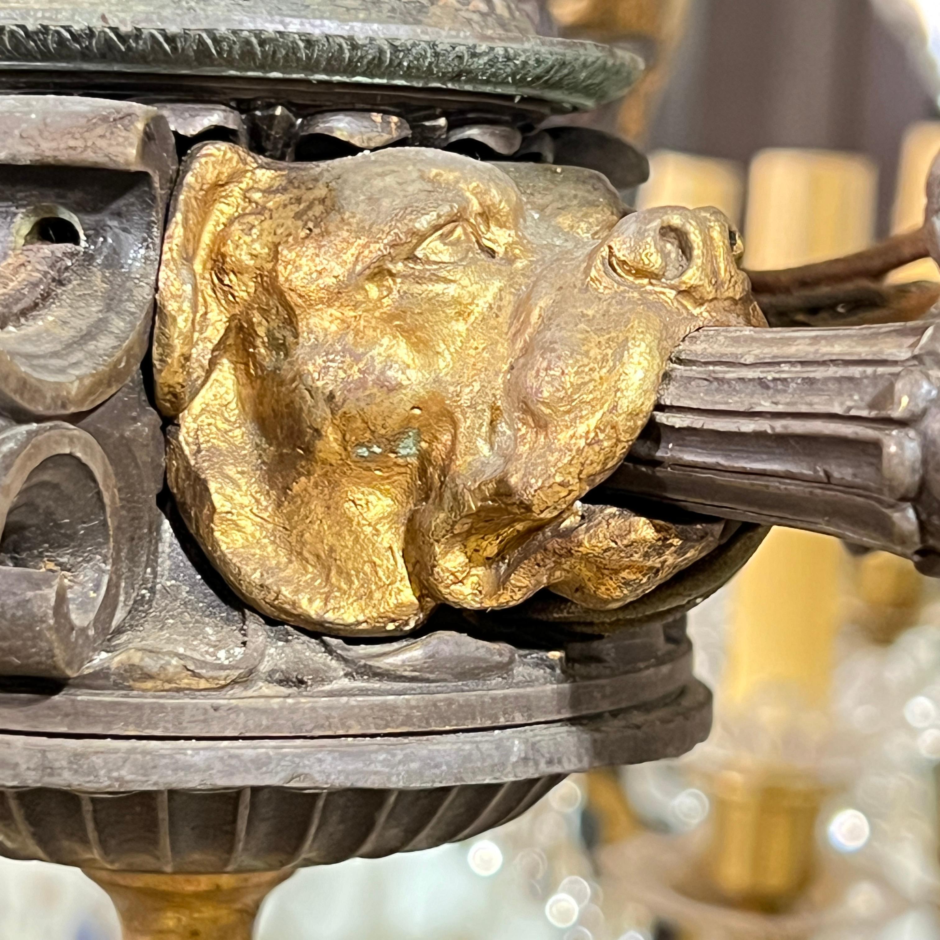 19th Century French Gothic Revival Bronze Chandelier with Monkeys 6